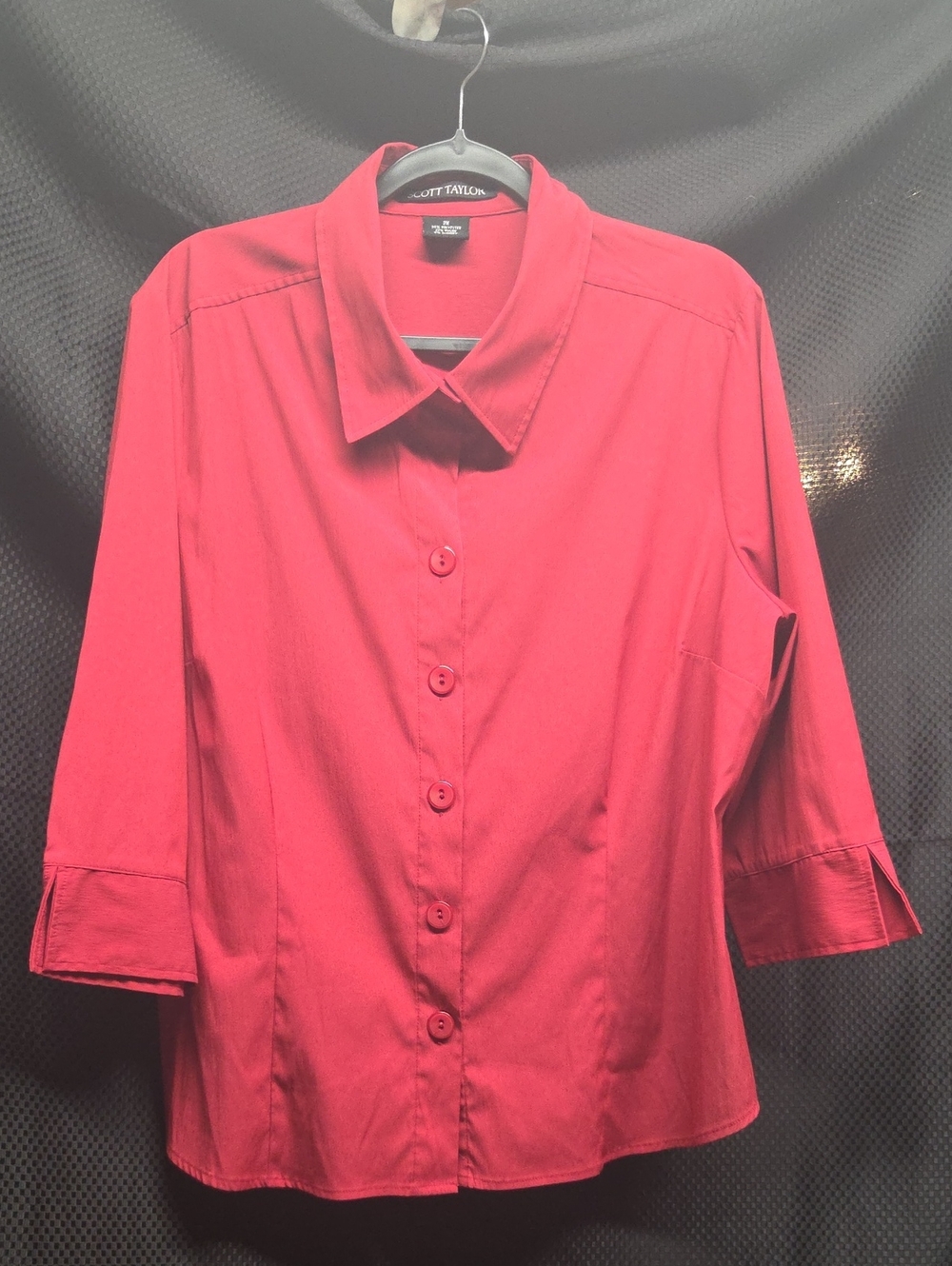 Scott Taylor Red Button-Front Blouse for Women